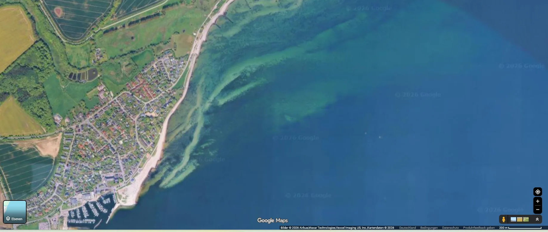 Seekarte mit Rinnenstruktur an der Ostsee